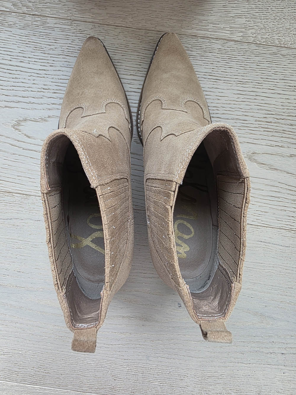 Sam Edelman Winona Western Suede Booties Size 8 Tan - Picture 4 of 8